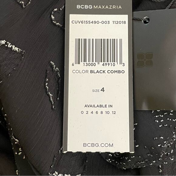 BCBG MAXAZRIA Size 4 Black Chiffon Ruffled Cocktail Mini Dress NEW WITH TAGS - Picture 15 of 16